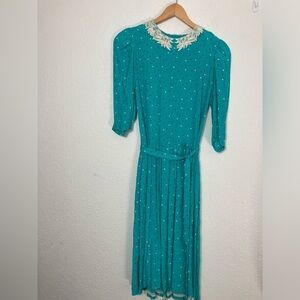 Jane Schaffhausen belle France vintage dress multicolored dots lace collar 6